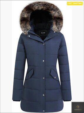 Winter Coat Waterproof Long Insulated Parka Detachable Hood Quilted Maxi Style